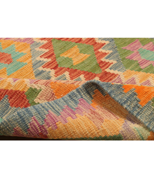 290x204cm Handgeweven Traditionele Kelim Vloerkleed Wol Tapijt