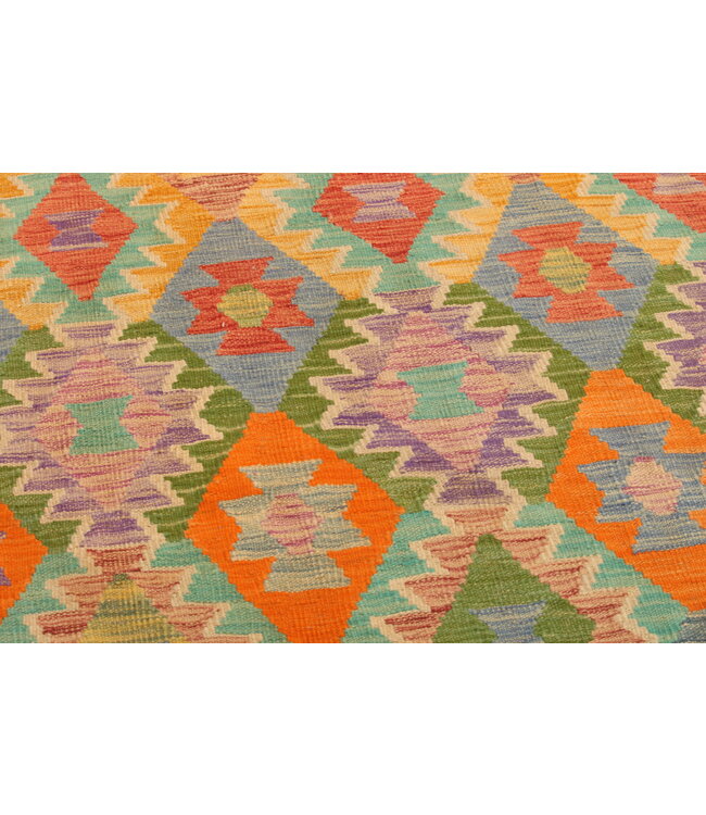 290x204cm Handgeweven Traditionele Kelim Vloerkleed Wol Tapijt