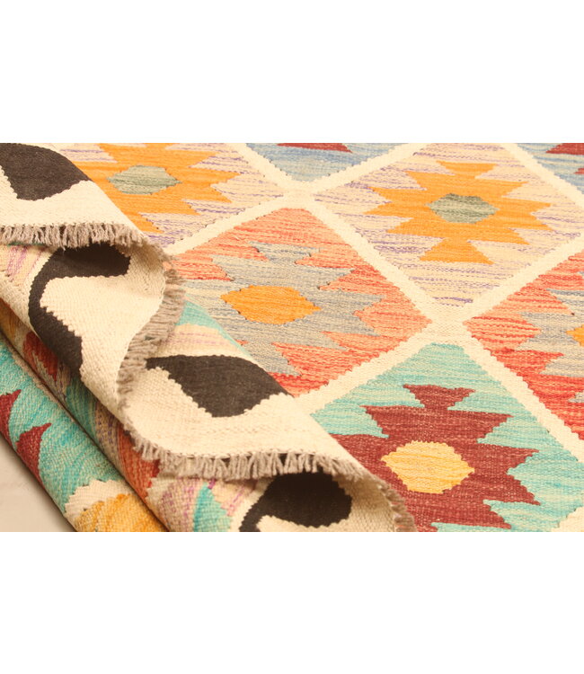 300x200cm Afghan Oriental wool carpet Handmade Kelim Rug