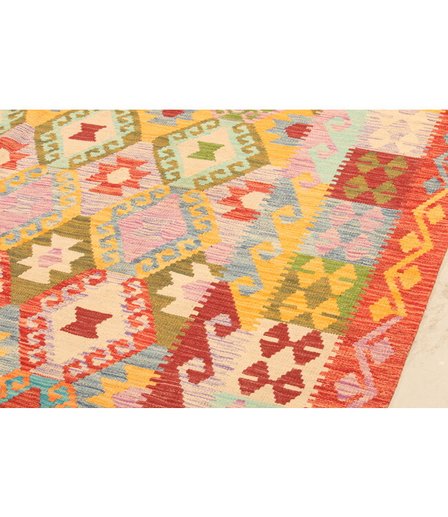 301x204cm Handgewebter Traditioneller Kelim Teppich Woll