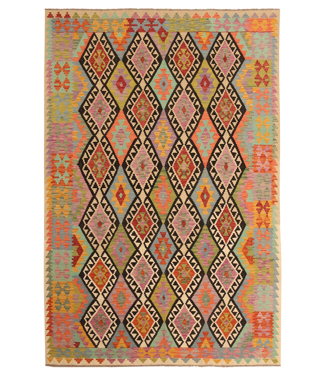 306x204cm Mooie handgeweven Kelim vloerkleed wollen oosterse tapijt