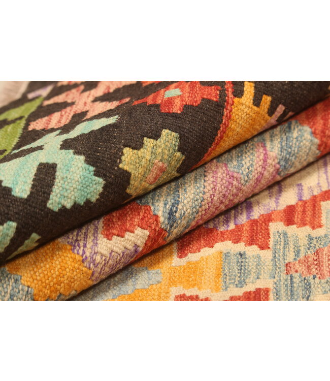 305x203cm Afghanischer orientalischer Wollteppich handgefertigter Kelim-Teppich