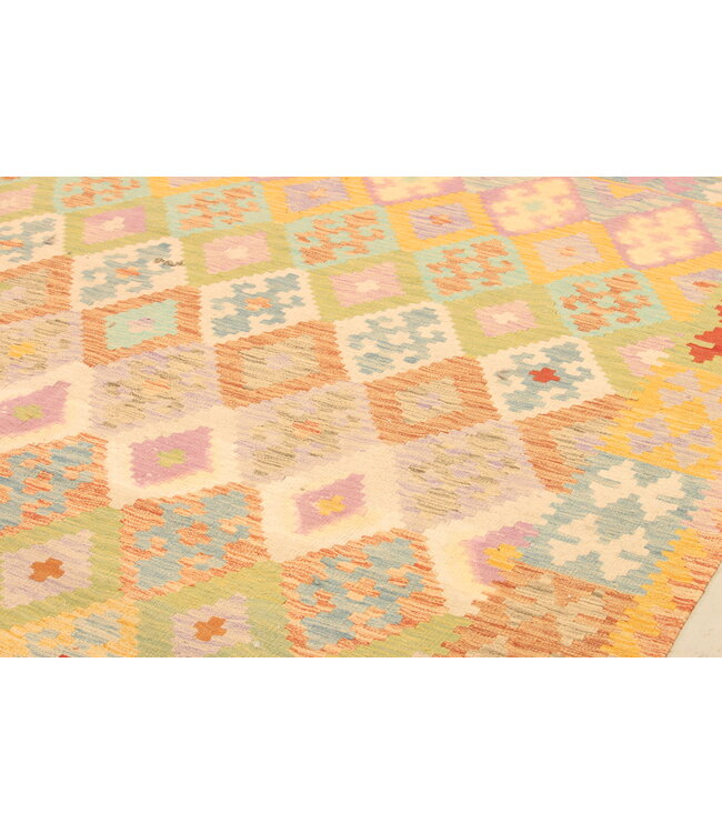 298x202cm Handgeweven Traditionele Kelim Vloerkleed Wol Tapij