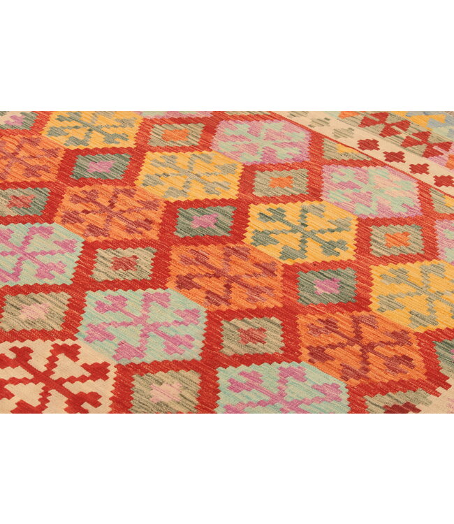 308x207cm Afghanischer orientalischer Wollteppich handgefertigter Kelim-Teppich