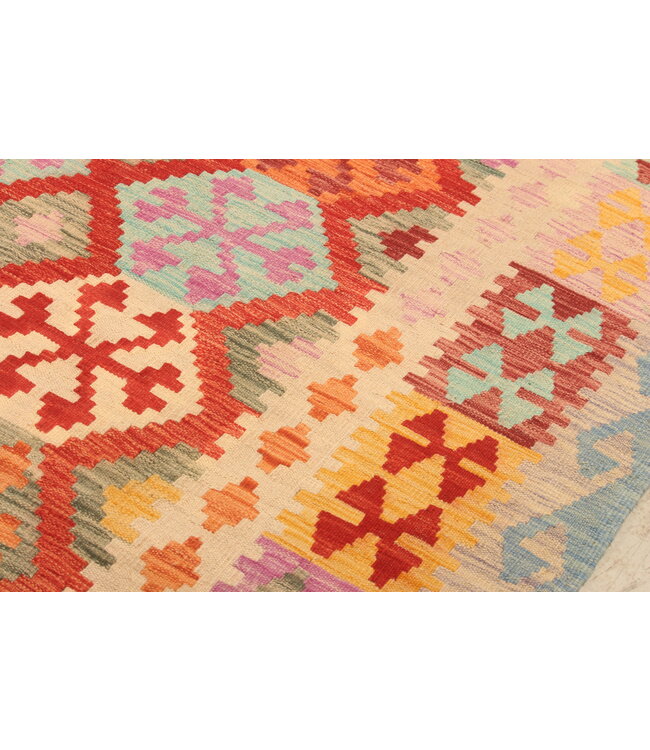 308x207cm Afghanischer orientalischer Wollteppich handgefertigter Kelim-Teppich