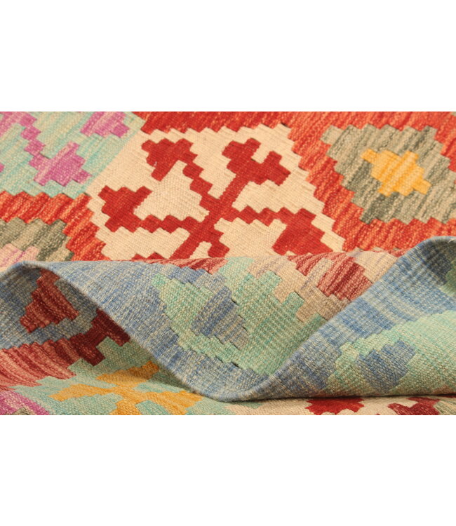 308x207cm Afghanischer orientalischer Wollteppich handgefertigter Kelim-Teppich