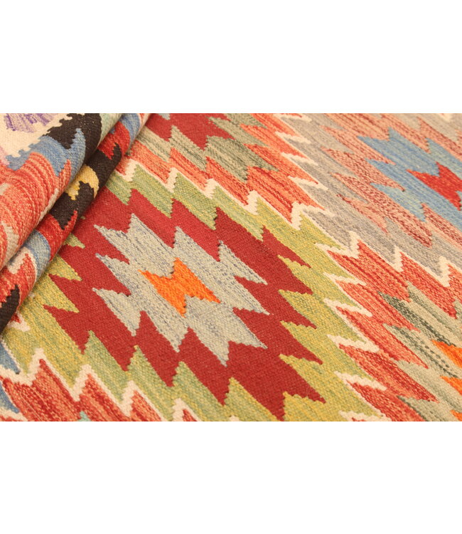 302x195cm Handgeweven Traditionele Kelim Vloerkleed Wol Tapijt