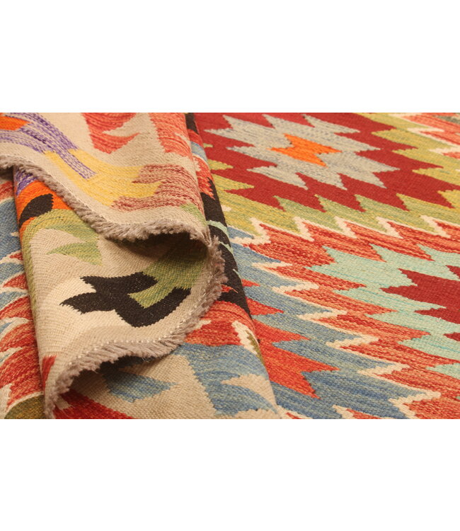 302x195cm Handgeweven Traditionele Kelim Vloerkleed Wol Tapijt