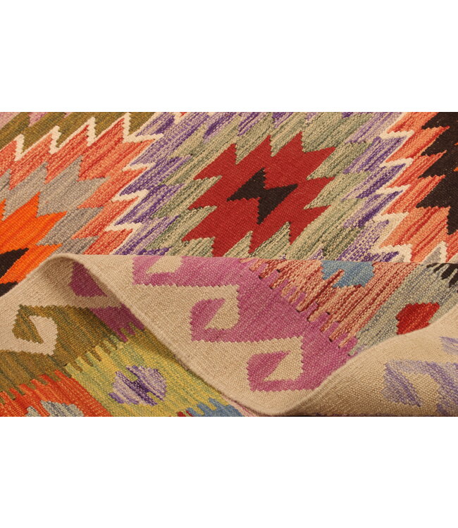 302x195cm Handgeweven Traditionele Kelim Vloerkleed Wol Tapijt