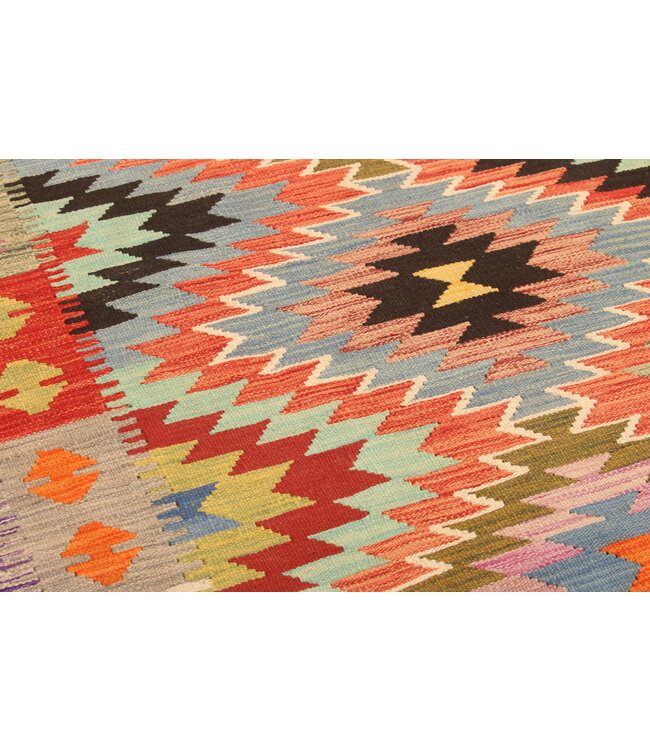 302x195cm Handgewebter Traditioneller Kelim Teppich Woll