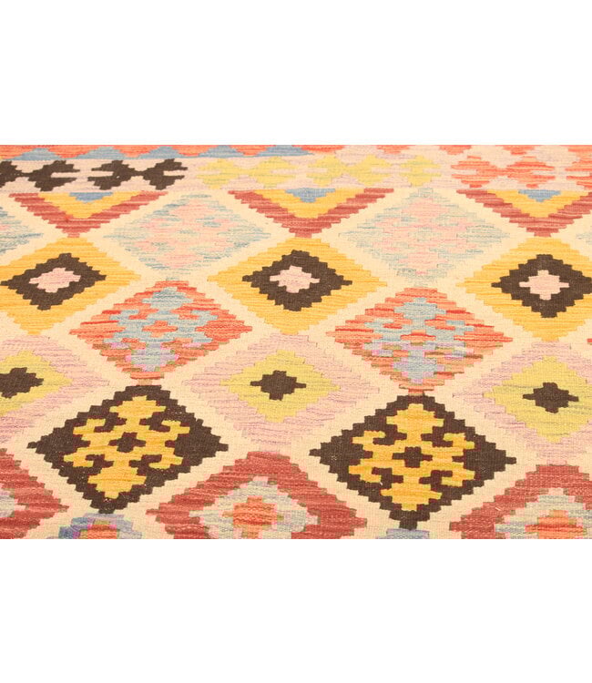 297x200cm Afghanischer orientalischer Wollteppich handgefertigter Kelim-Teppich