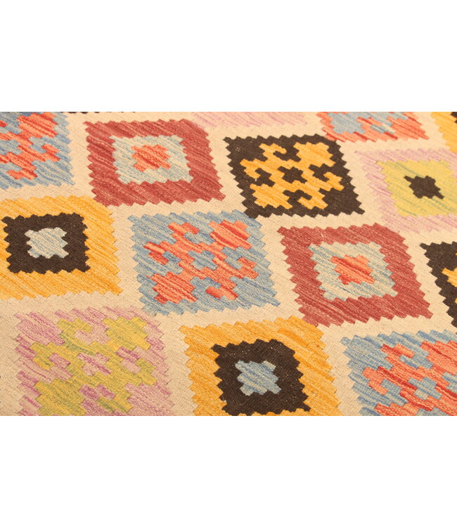 297x200cm Afghanischer orientalischer Wollteppich handgefertigter Kelim-Teppich