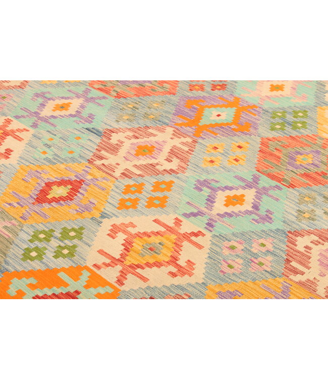 299x204cm Afghanischer orientalischer Wollteppich handgefertigter Kelim-Teppich