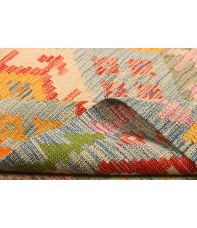 299x204cm Afghanischer orientalischer Wollteppich handgefertigter Kelim-Teppich