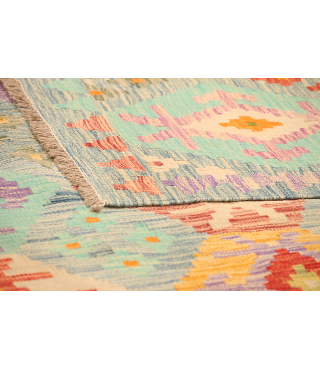 299x204cm Afghanischer orientalischer Wollteppich handgefertigter Kelim-Teppich