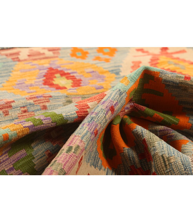 299x204cm Afghanischer orientalischer Wollteppich handgefertigter Kelim-Teppich