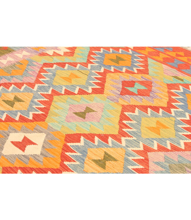 307x200cm Afghanischer orientalischer Wollteppich handgefertigter Kelim-Teppich