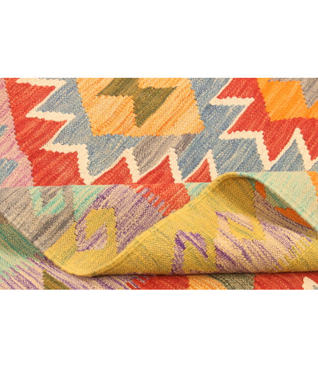 307x200cm Afghanischer orientalischer Wollteppich handgefertigter Kelim-Teppich