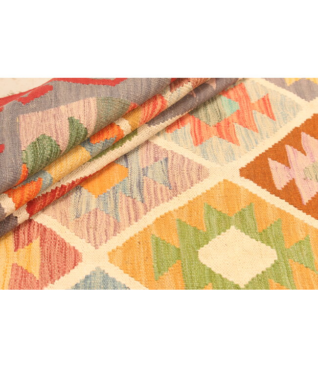 301x201cm Afghanischer orientalischer Wollteppich handgefertigter Kelim-Teppich