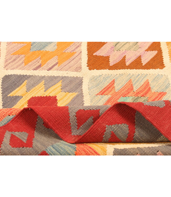 301x201cm Afghanischer orientalischer Wollteppich handgefertigter Kelim-Teppich