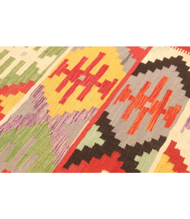 298x200cm Afghanischer orientalischer Wollteppich handgefertigter Kelim-Teppich