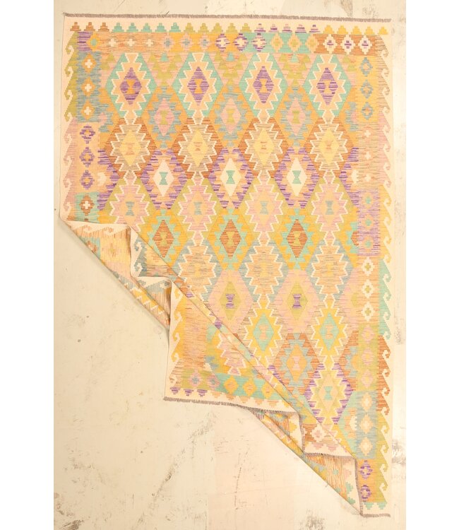 300x202cm Mooie handgeweven Kelim vloerkleed wollen oosterse tapijt