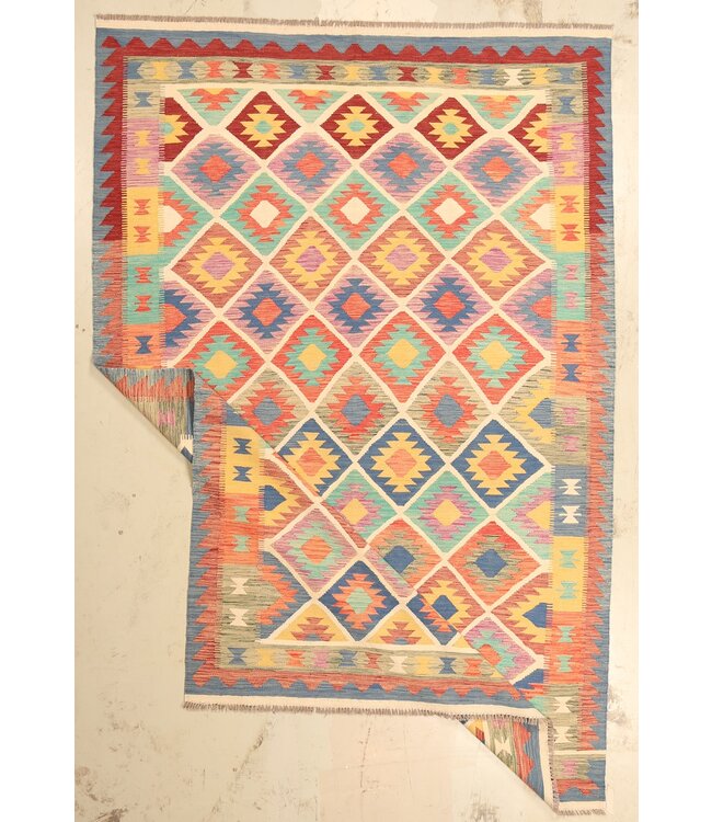 309x202cm Afghan Oriental wool carpet Handmade Kelim Rug