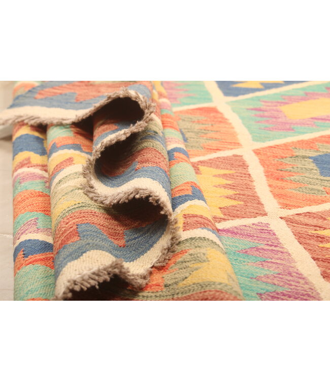 309x202cm Afghaans oosters wollen tapijt handgemaakt Kelim-kleed