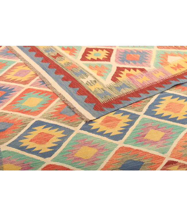 309x202cm Afghanischer orientalischer Wollteppich handgefertigter Kelim-Teppich