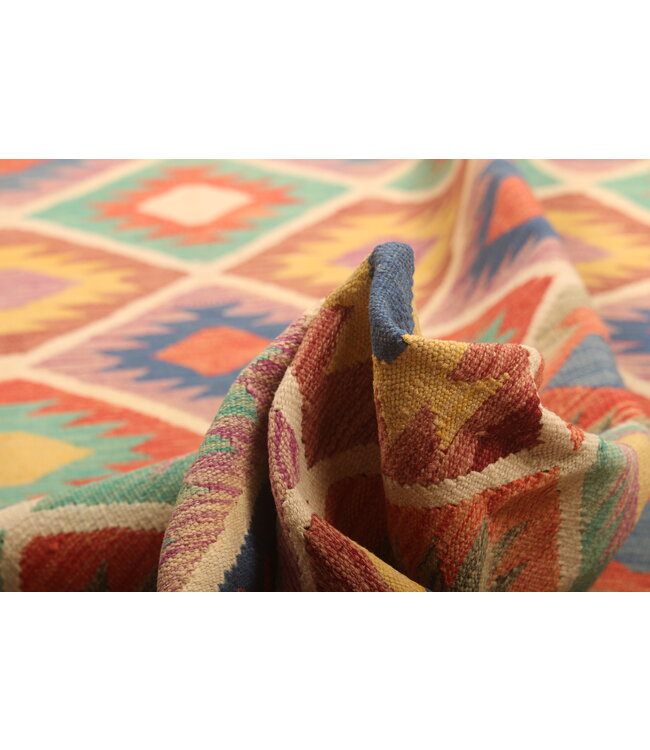 309x202cm Afghaans oosters wollen tapijt handgemaakt Kelim-kleed