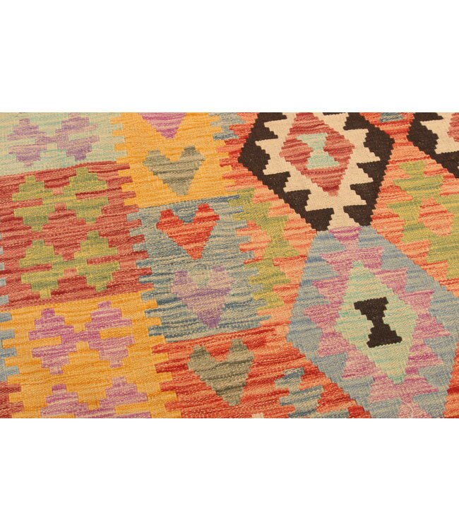 305x203cm Handgeweven Traditionele Kelim Vloerkleed Wol Tapijt