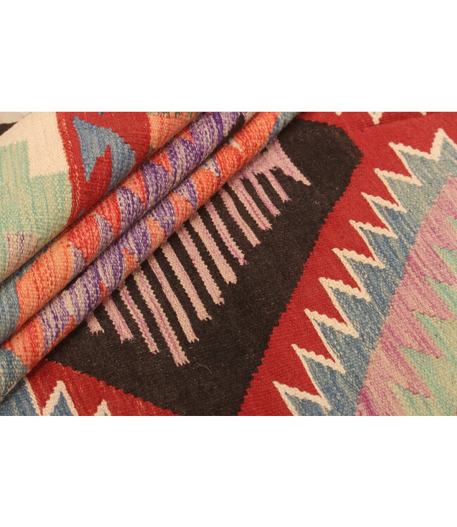 303x198cm Handgeweven Traditionele Kelim Vloerkleed Wol Tapijt