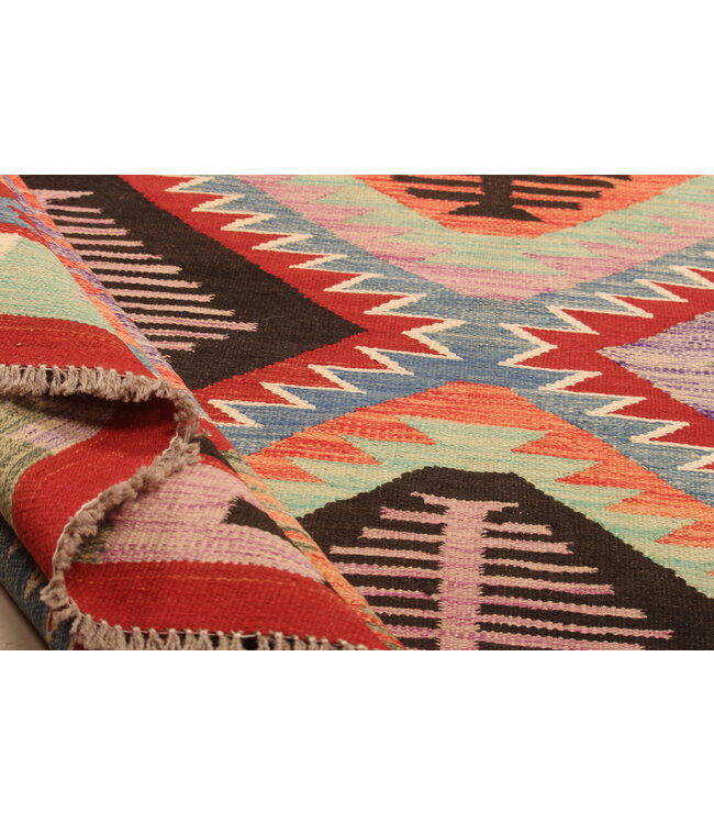 303x198cm Handgeweven Traditionele Kelim Vloerkleed Wol Tapijt