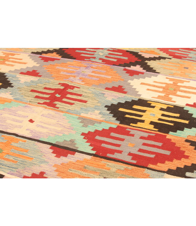 298x196cm Handgewebter Traditioneller Kelim Teppich Woll