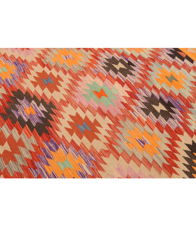 302x196cm Handgewebter Traditioneller Kelim Teppich Woll