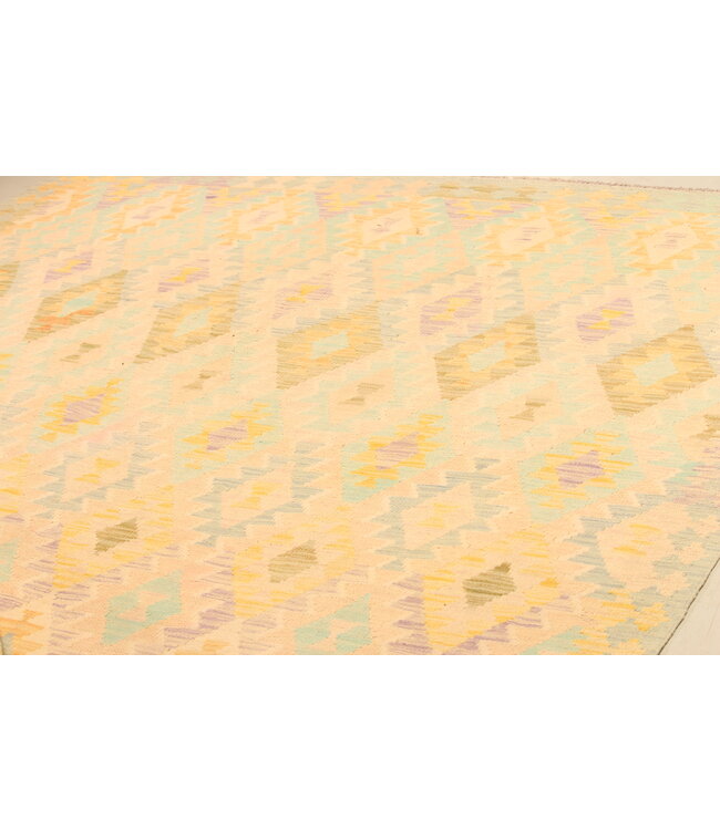 302x205cm Afghanischer orientalischer Wollteppich handgefertigter Kelim-Teppich