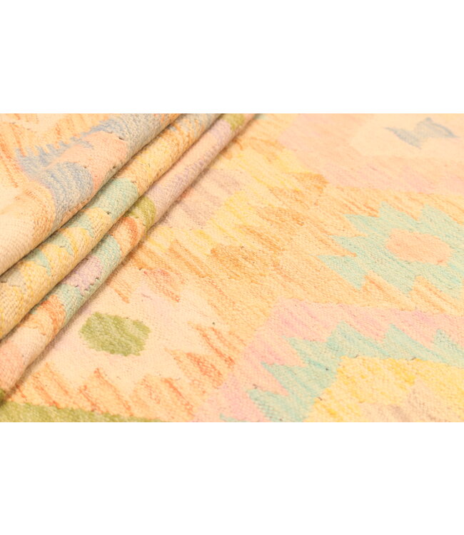 307x196cm Afghanischer orientalischer Wollteppich handgefertigter Kelim-Teppich