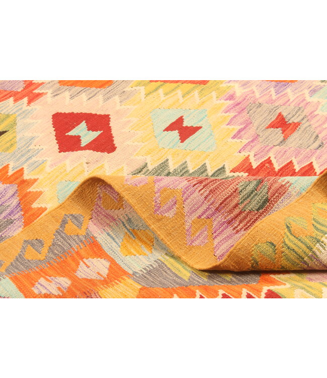 300x202cm Afghanischer orientalischer Wollteppich handgefertigter Kelim-Teppich