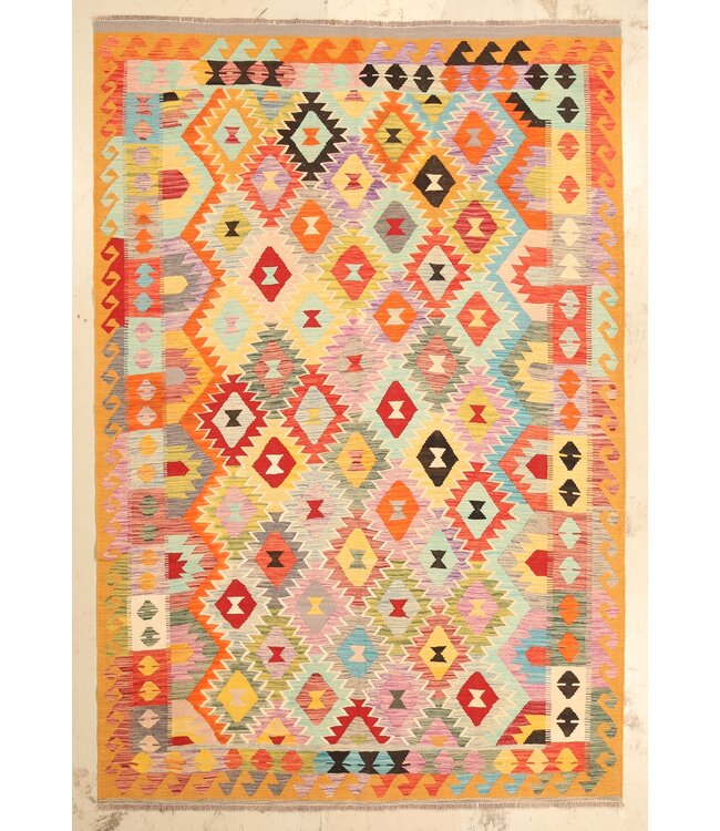 300x202cm Afghaans oosters wollen tapijt handgemaakt Kelim-kleed