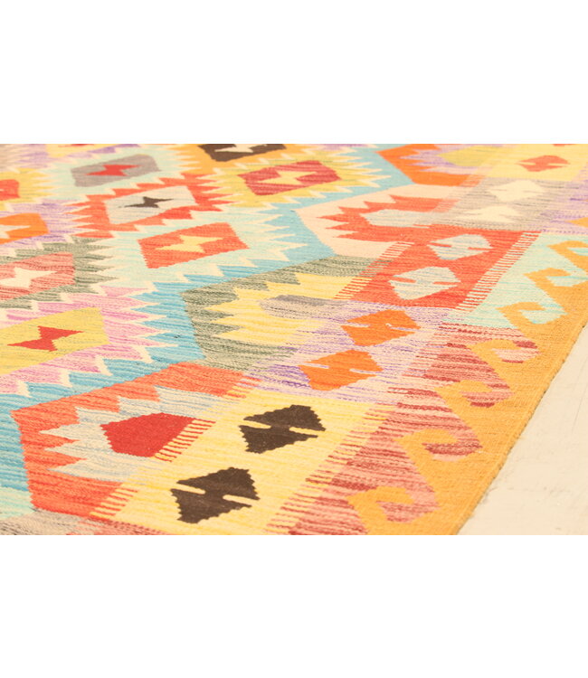 300x202cm Afghanischer orientalischer Wollteppich handgefertigter Kelim-Teppich