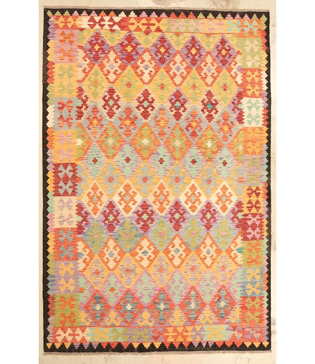299x196cm Afghanischer orientalischer Wollteppich handgefertigter Kelim-Teppich