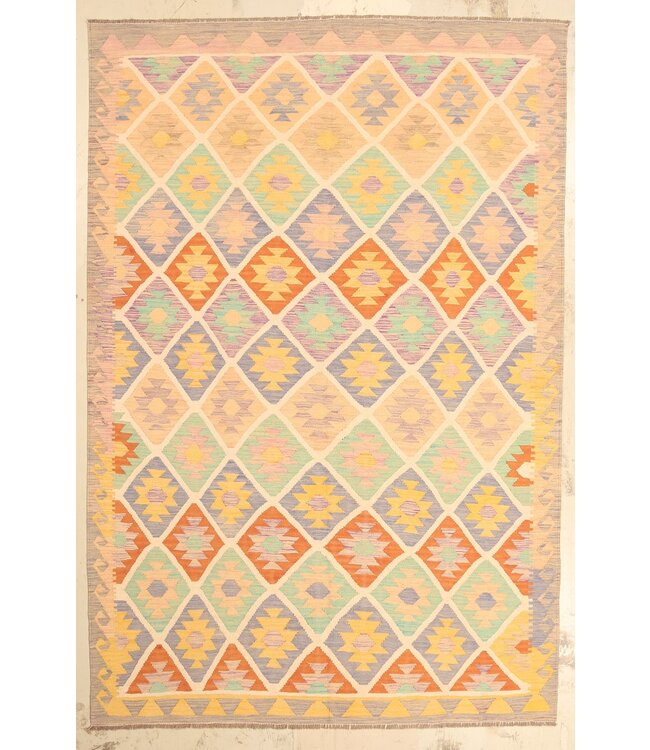 301x203cm Mooie handgeweven Kelim vloerkleed wollen oosterse tapijt