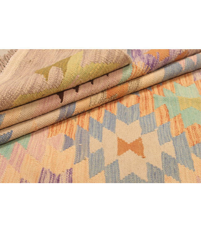 302x190cm Handgewebter Traditioneller Kelim Teppich Woll