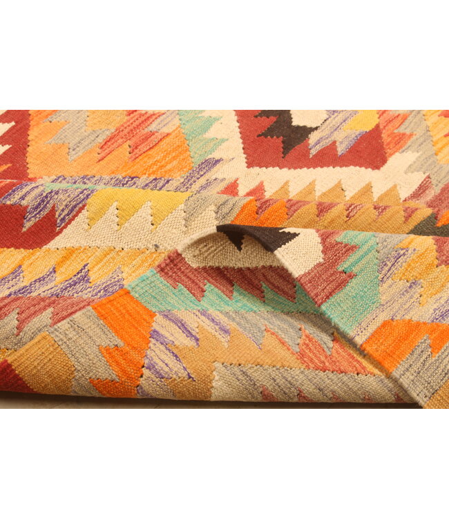 298x202cm Afghanischer orientalischer Wollteppich handgefertigter Kelim-Teppich