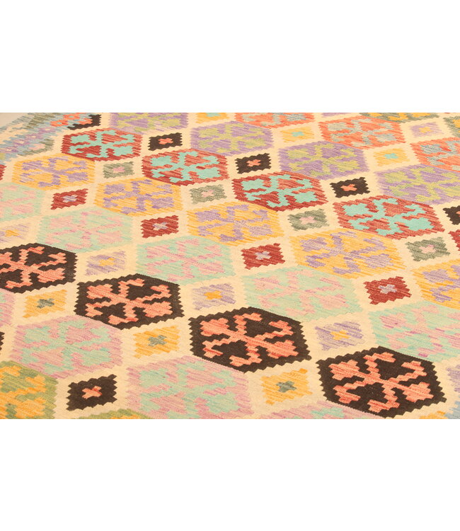 296x200cm Afghanischer orientalischer Wollteppich handgefertigter Kelim-Teppich