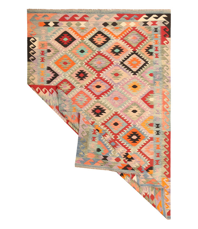 296x202cm Mooie handgeweven Kelim vloerkleed wollen oosterse tapijt