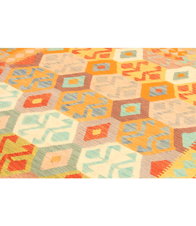 292x200cm Afghanischer orientalischer Wollteppich handgefertigter Kelim-Teppich