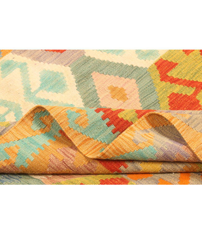 292x200cm Afghanischer orientalischer Wollteppich handgefertigter Kelim-Teppich