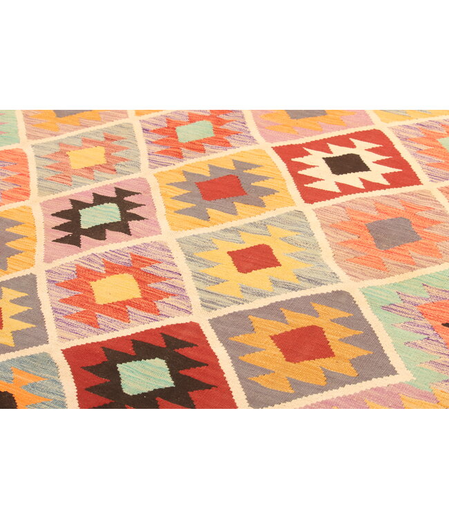 303x204cm Afghanischer orientalischer Wollteppich handgefertigter Kelim-Teppich