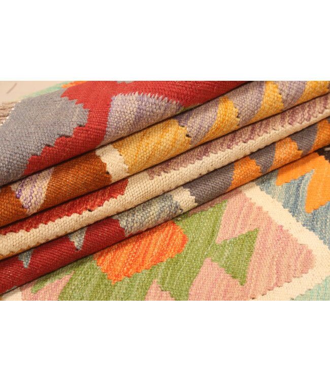 303x204cm Afghanischer orientalischer Wollteppich handgefertigter Kelim-Teppich